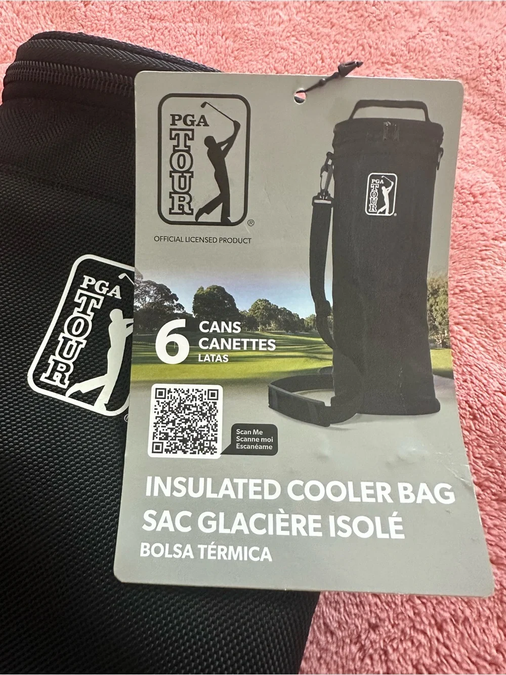PGA TOUR Insulated Cooler Bag – Black – 6 Can Capacity – NWT